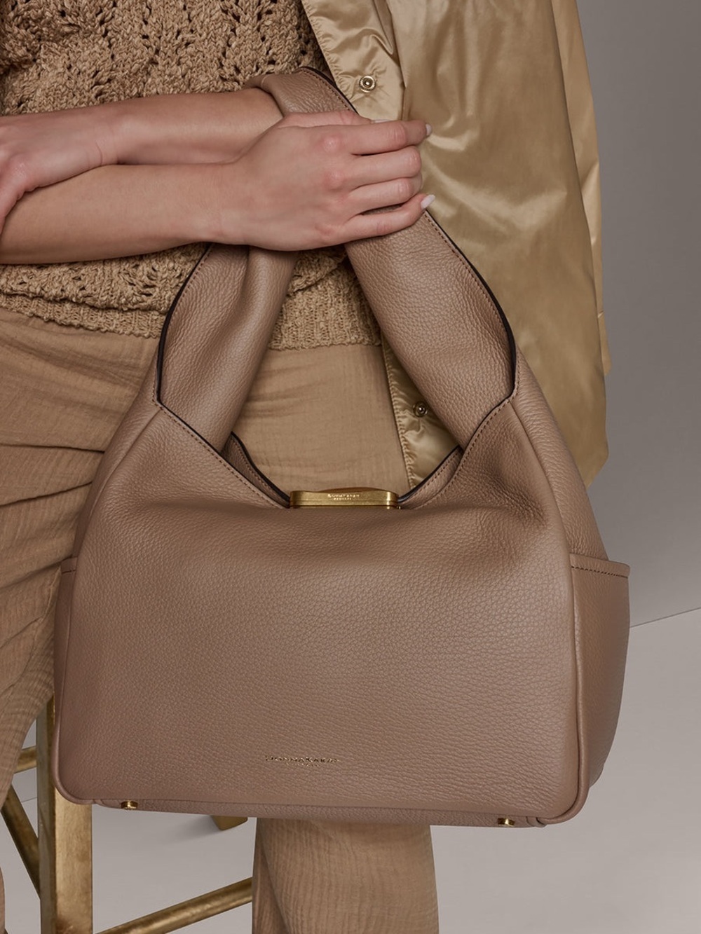 Donna Karan New York Amagansett shoulder bag in toasted almond